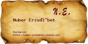 Nuber Erzsébet névjegykártya